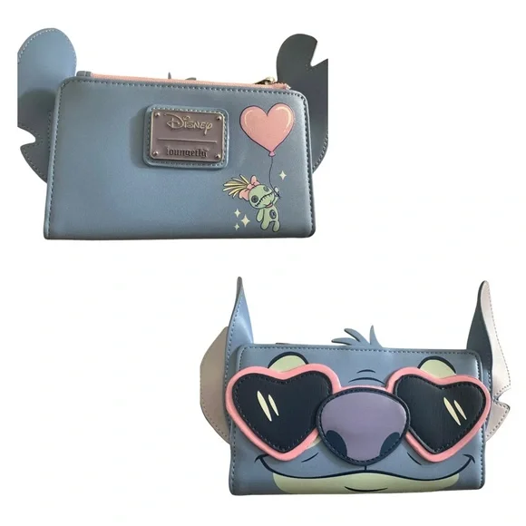 Loungefly Disney Stitch Heart Sunglasses Wallet - Blue and Pink - Picture 1 of 6